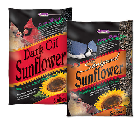 Brown's Sunflower Wild Bird Seed Sampler, 2-lb bag, set of 2, featuring two bags of sunflower seeds ideal for attracting a variety of birds.