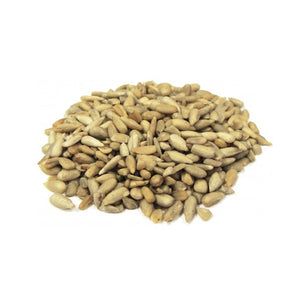 Brown's Sunflower Hearts & Chips Wild Bird Seed, 5-lb bag, a pile of hulled sunflower seeds, ideal for birds with no shells to crack.