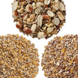 Close-up of Duncraft Garden Friendly Wild Bird Seed Sampler, Set of 3, showcasing a blend of seeds designed to attract songbirds without leaving waste.