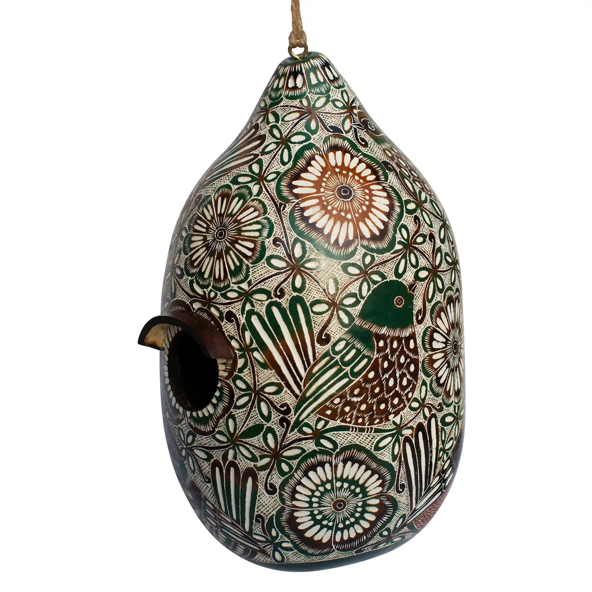 Owl in the Woods Gourd Birdhouse, Beige