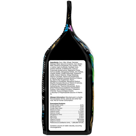 Side view of the Brown's Bird Lover's Blend® Duck & Goose Blend Seeds, 7-lb bag  and the ingredients. 