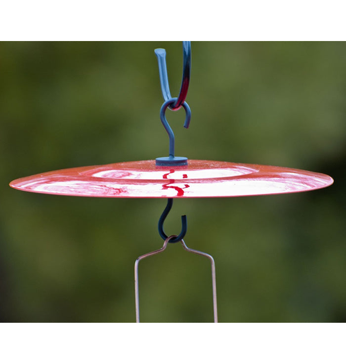 10 Red Weather Guard: A solid steel disc for protecting hummingbird feeders from sun and rain, easily hooks above feeders.