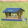 Duncraft Bird-Safe® Extreme Bluebird Feeder with mealworms, features a felt-covered roof, two Eastern bluebirds feeding, and cage-style openings for bird protection.