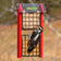 Red Arrow Double Suet Shield™ Feeder with two stacked suet cages, wire grid, black-and-white woodpecker feeding, featuring stainless steel Suet Shield™ Insert.