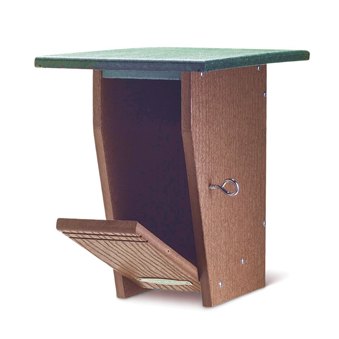 Duncraft Slot Bluebird Trail House, a wooden birdhouse with a slotted entrance and two-layer roof, designed for bluebird nesting and easy cleaning.