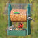 Duncraft Sheltered Log Platform Feeder with seed log, featuring a Cardinal, Titmouse, and Chickadee feeding, clear roof, and green composite structure.