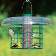 Duncraft Nyjer® Selective Haven bird feeder with metal wire caging, squirrel lock cap, and 1-1/2 inch fly-through openings, designed to attract small birds.