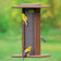 Duncraft Four Winds Nyjer® Feeder with fine-mesh cylinder, clung by two goldfinches. Features durable design, two bottom perches, ideal for year-round bird feeding.