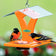 Duncraft Easy Oriole Feeder with two Baltimore orioles feeding on grape jelly. Features dual clear dishes under a protective roof, ideal for attracting orioles.