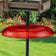 Duncraft Pole Baffle, Red - Made in the USA, shown mounted on a black pole, designed to prevent squirrels from accessing backyard bird feeders.