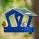 Duncraft Heritage Platform Feeder, Navy Blue, with two feeding ports, features a clear roof, mesh floor, and attracts songbirds like finches and woodpeckers.