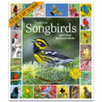 Audubon Songbirds Picture-A-Day Wall Calendar 2026 cover showing a Townsend's Warbler and thumbnail photos of colorful backyard birds, highlighting vibrant bird photography.