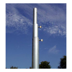 Coates Heavy Duty Telescoping Pole, shown against a blue sky, made of 16-gauge galvanized steel, fully extends to 12.5 feet, ideal for mounting Purple Martin houses.