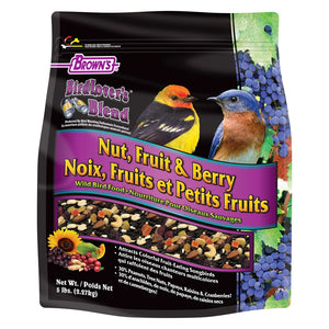 Brown’s Bird Lover’s Blend Nut, Fruit & Berry Wild Bird Food, 5 lb. bag.