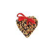 Little Wild Bird Seed Heart: An edible, heart-shaped birdseed block with a red raffia bow, featuring black-oil sunflower, pecans, and millet for backyard birds.
