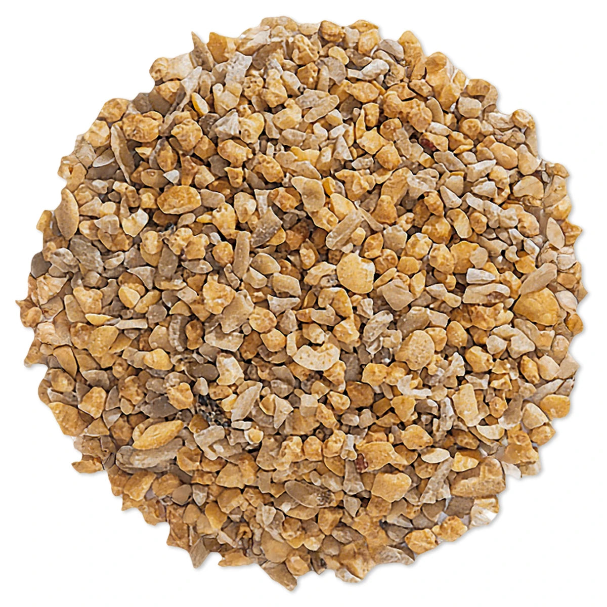 Duncraft Peanut Bits & Sunflower Hearts Wild Bird Seed, 5-lb bag; image shows a pile of small, shell-free seeds, ideal for attracting birds without waste.