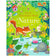Usborne’s “First Sticker Book: Nature” cover with woodland animals, insects, and plants, promoting 170 stickers for exploring nature's wonders and inspiring young naturalists.