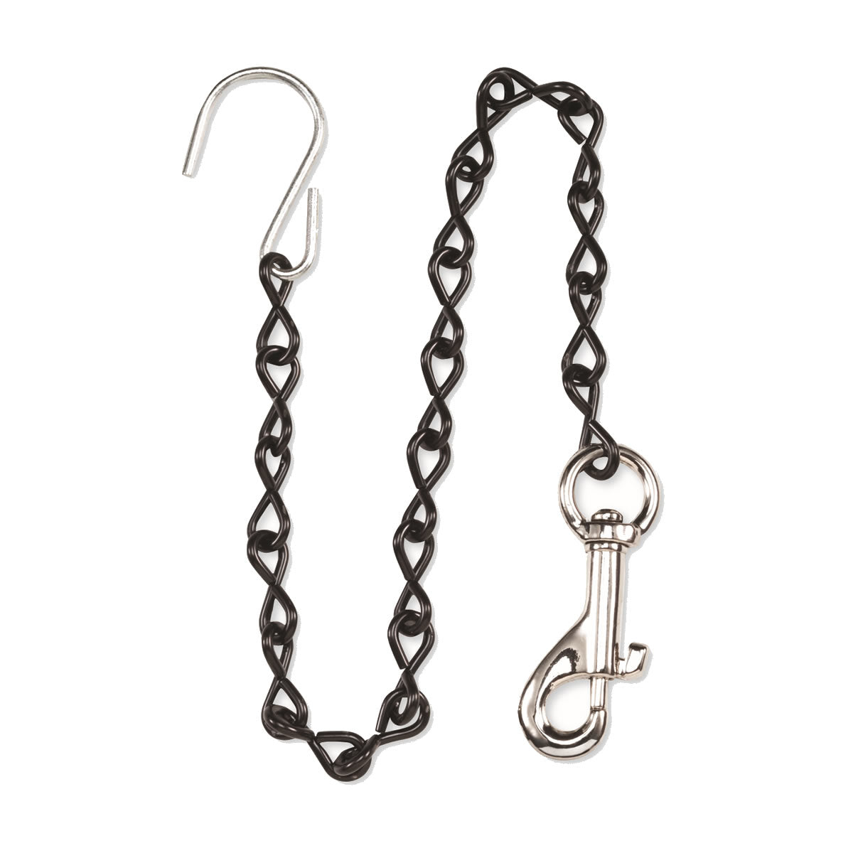 Heavy Duty Chain and Clasp featuring a durable metal chain with a secure S hook, designed for hanging items up to 15 pounds.