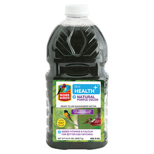 Bird Health Plus Purple Nectar RTU 64 oz. bottle with label, containing ready-to-use grape nectar for hummingbirds and orioles, rich in calcium and vitamins.