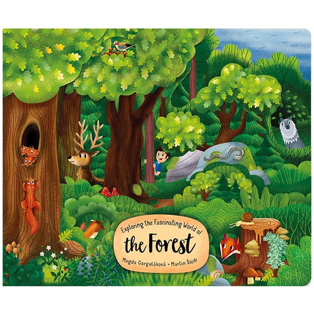 Exploring the Fascinating World of the Forest Board Book cover featuring cartoon characters, engaging illustrations, and educational captions.