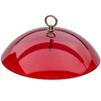 Hummerfest Weather Dome with a gold ring, designed to protect hummingbird feeders from rain and sun, made of high-impact, UV-stabilized red plastic.