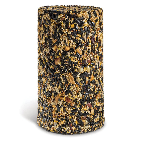 Fruitberry Nut Seed Log, Regular: A compact cylinder of mixed seeds and nuts, designed for outdoor feeders, attracting diverse songbirds with its high-energy ingredients.