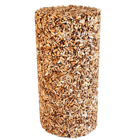 Supreme Safflower Seed Cylinder, Small, a large cylindrical seed block ideal for attracting birds, featuring nutrient-rich safflower seeds, fits cylinder feeders or platforms.