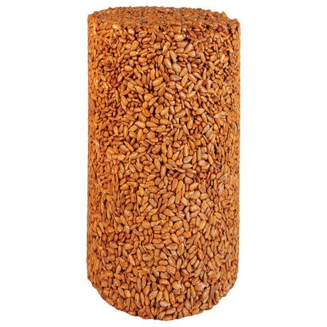 Sizzling Hearts Seed Cylinder, Small: Solid cylinder of sunflower seeds bound together, designed to hang in feeders, high-energy food for birds, deters squirrels.