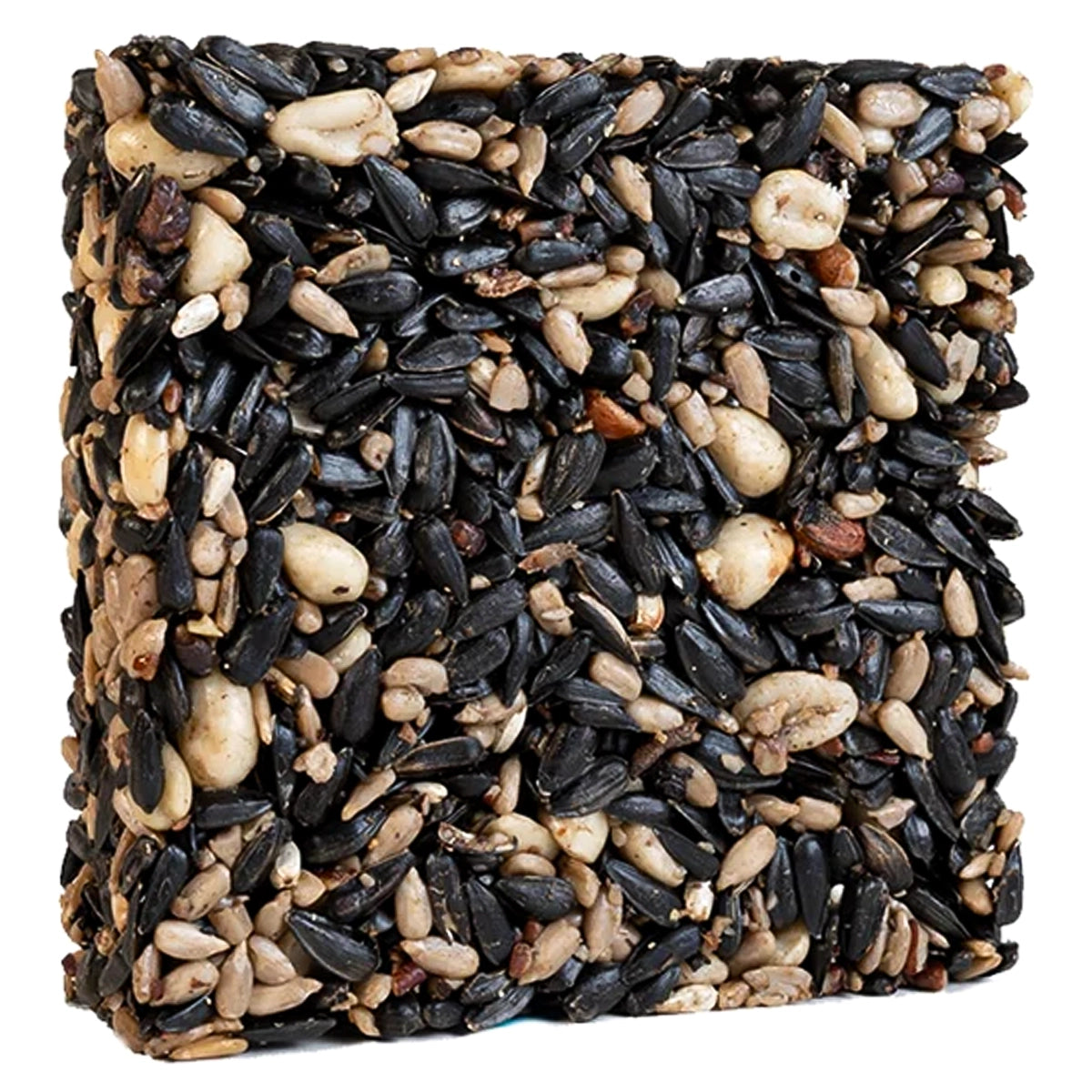 Duncraft Four Seasons Seed Cake, Small, composed of sunflower seeds, peanuts, millet, and nuts, perfect for attracting various backyard birds year-round.