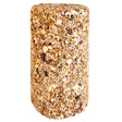Nuts & Bugs Seed Cylinder, Small: A compressed log of sunflower seeds, peanuts, dried fruits, and mealworms, designed for bird feeders to attract small wild birds.
