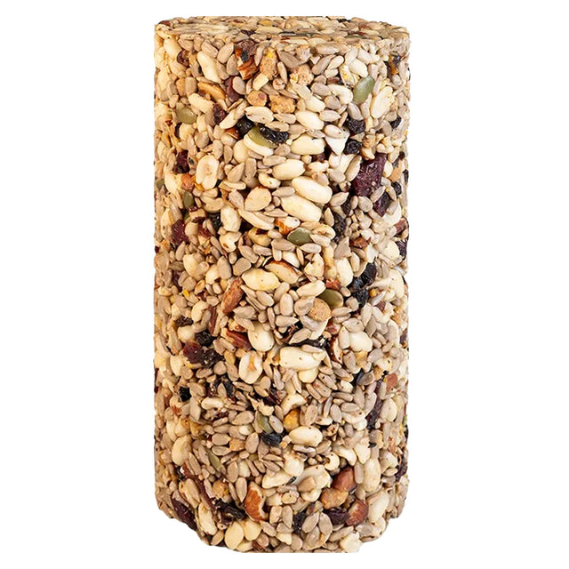 Hi-Energy Woodpecker Seed Cylinder, Small—cylindrical block of mixed seeds, nuts, berries, and suet, ideal for woodpeckers, fits in cylinder or platform feeder.
