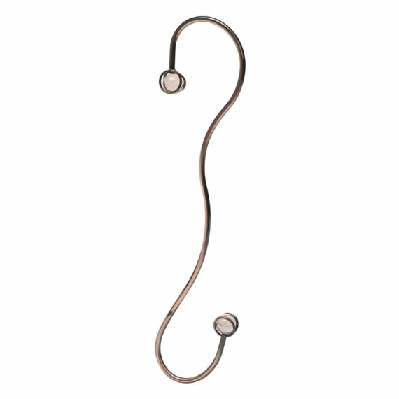 Copper Beaded Hook: Close-up of a sturdy, curved metal hook with rose-tinted bead accents, ideal for holding bird feeders or outdoor decorations.