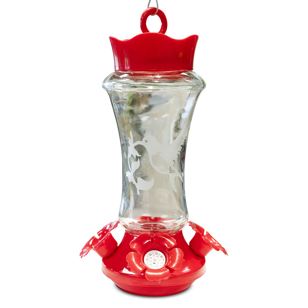 Etched Glass Hummingbird Feeder