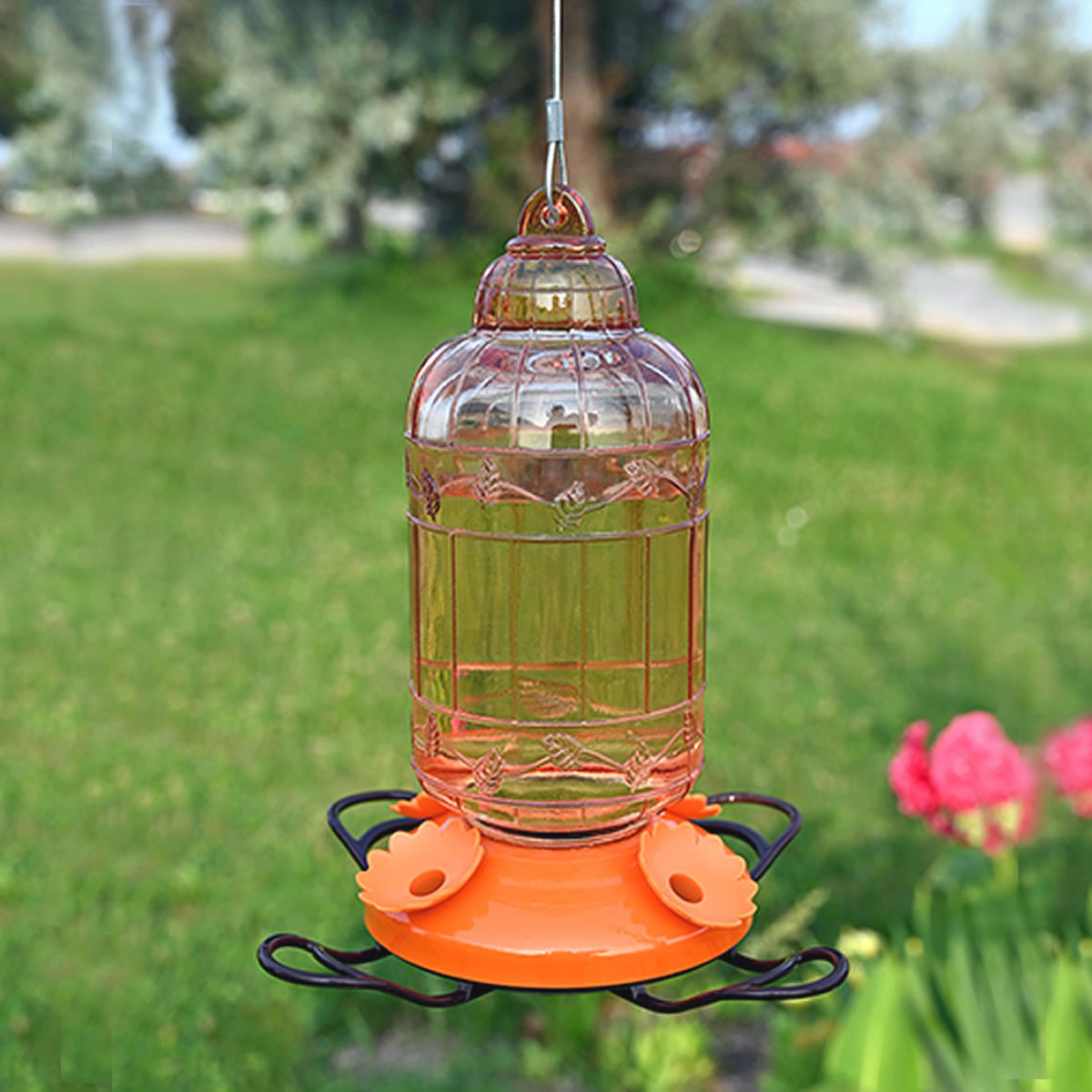 Antique Bird Cage Style Glass Oriole Feeder