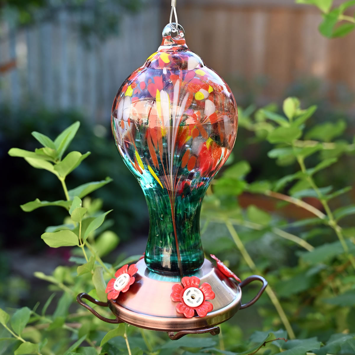 Color Infusion Glass Hummingbird Feeder