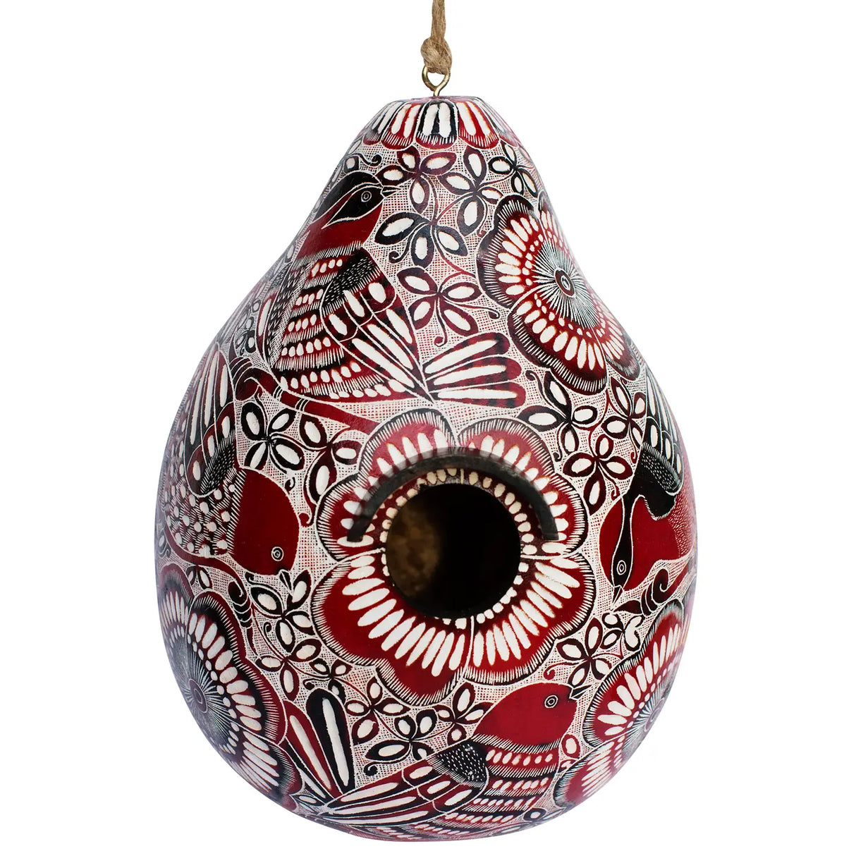 Owl in the Woods Gourd Birdhouse, Beige