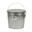 5 Gallon Galvanized Can with Lid, featuring a deep-corrugated body, dual drop side handles, and a secure-fitting lid, ideal for pet food or bird seed storage.