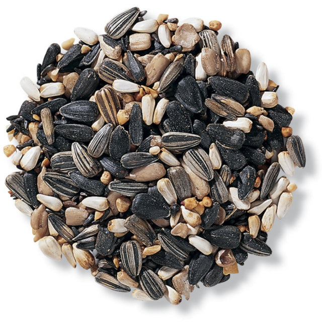 Duncraft Super Songbird Mix Wild Bird Seed, 5-lb bag, featuring a close-up of a pile of sunflower seeds and other seeds.