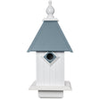 All American Bluebird House with a light blue roof, featuring a 1-1/2 inch entrance hole and predator guard, made from maintenance-free PVC for durable outdoor use.