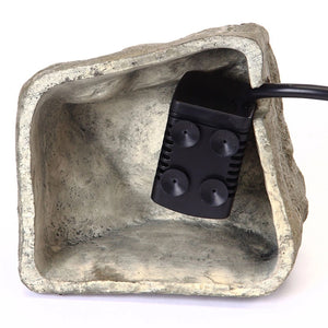 Granite Bubbler Pump in a stone bowl with a black power cord and built-in 120 GPH pump, perfect for birdbaths to attract birds with moving water.