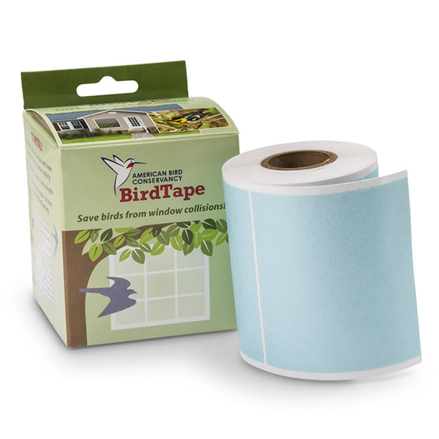 ABC 3 Inch Pre-Cut Tape Blocks: A roll of translucent bird tape, pre-cut into 3-inch squares, designed to prevent bird collisions with windows.