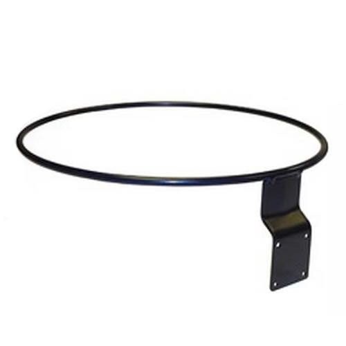 Screw Mount Dish Support Ring for birdbaths, made of durable black metal, suitable for 14-inch diameter dishes. Mounts to any flat surface.