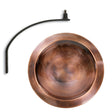 Wall Mounted Classic Bird Bath: A copper bowl with a long black wrought iron rod, perfect for attracting birds to drink and bathe.