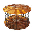 Erva Baffled Bluebird Feeder with a metal cage, glass dish inside, and copper-tinted baffles, designed to keep out larger birds while bluebirds feed.