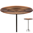 Bronze Ripples Bird Bath with Garden Pole features a hammered copper bowl on a durable, black metal pole with a four-prong base for stability.