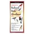 Close-up of the Sibley's Backyard Birds of the Southeast Folding Guide, featuring bird illustrations and text on a compact, fold-out, waterproof format.