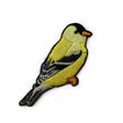 Bird Collective American Goldfinch Patch, intricately embroidered, showcasing a detailed yellow bird, ideal for clothing and accessories, with an iron-on backing for easy application.