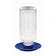 80 oz. Water Station with clear inverted reservoir and blue base, designed for bird hydration, includes a wide tray for perching and an 'S' hook for hanging.
