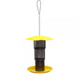 Sunflower Kernel Collapsible Diamond Mesh Feeder featuring a yellow top and black metal mesh, designed for clinging and perching birds. Holds 1 lb. of sunflower seed.