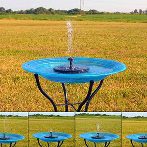 Floating Solar Bird Bath Bubbler in a field, featuring a low-profile design with a spout for moving water, attracting birds.